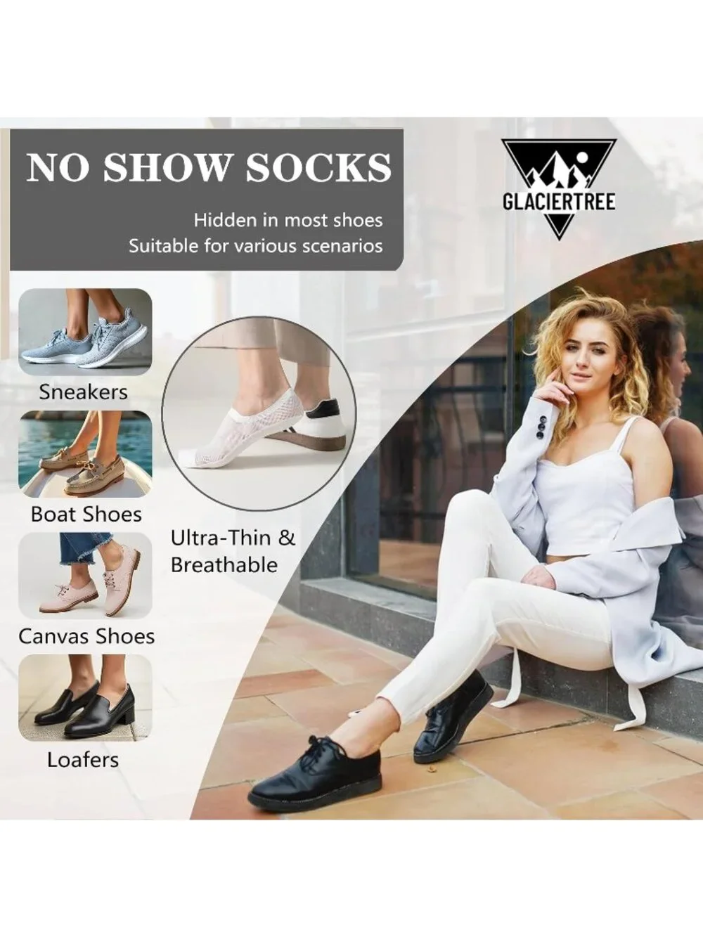 🧦Women's All Black 6 Pairs No Show Socks Slip Liner Breathable Invisible Socks